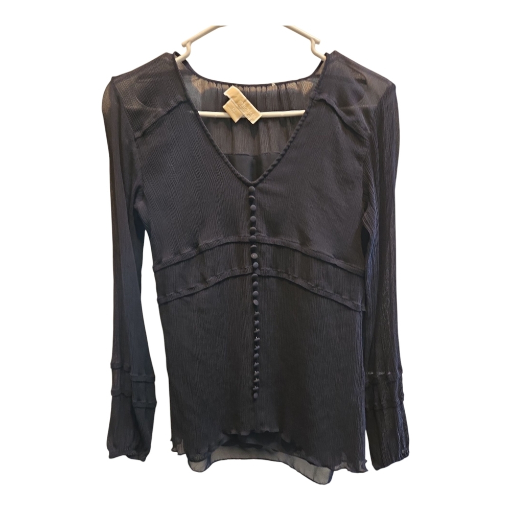 Michael Kors Black Fitted Long Sleeve Blouse
